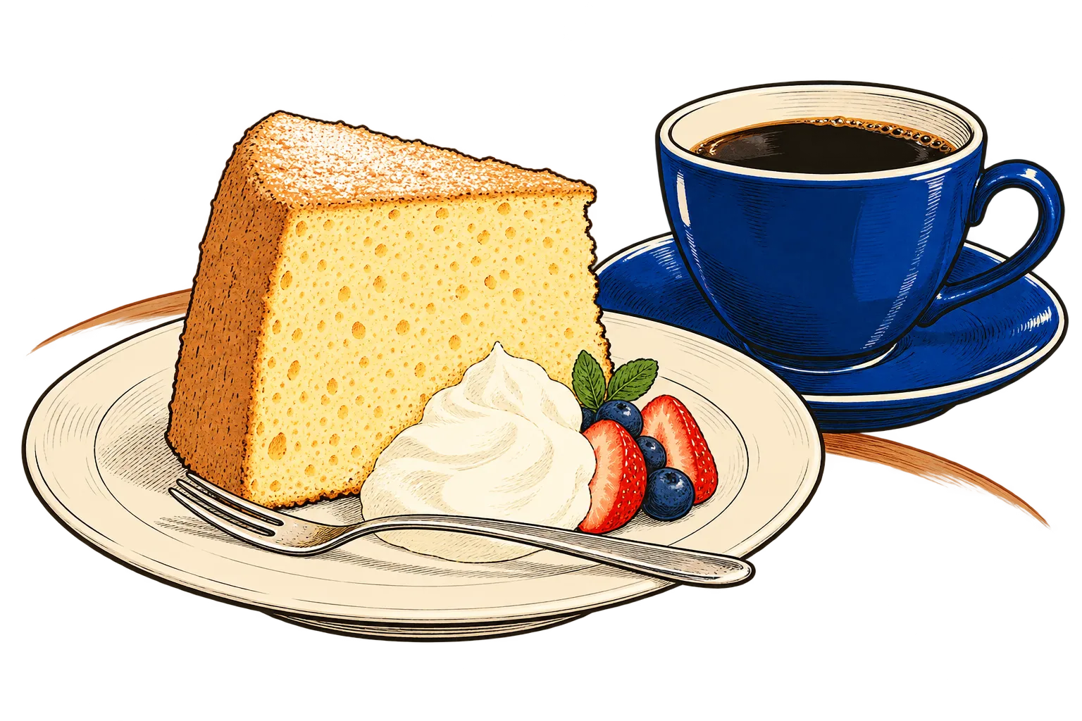 コーヒーとケーキのイラスト